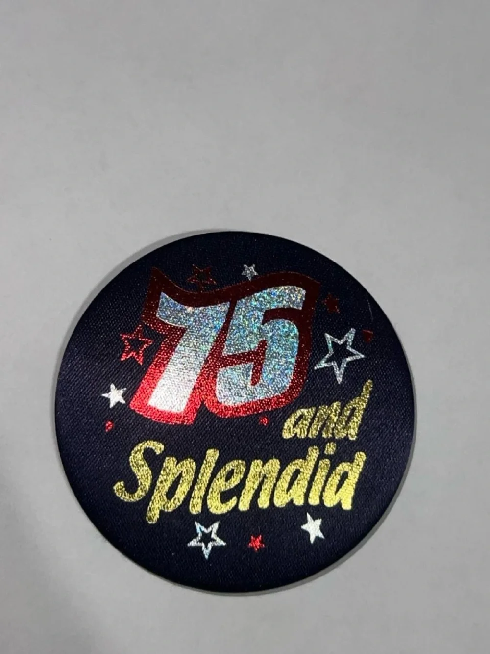 75 and Splendid Celebration Button - Navy Blue